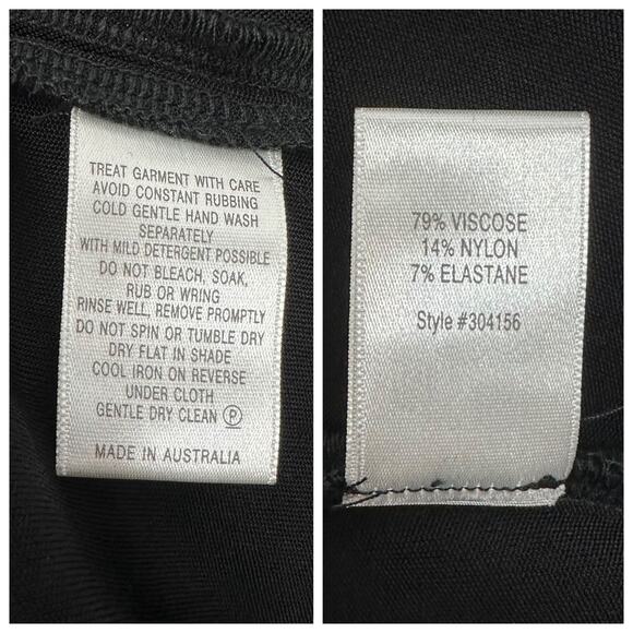 Witchery Black Bodycon Sleeveless Tank Dress Ruched Scoop Neck Racerback Medium - Picture 8 of 8